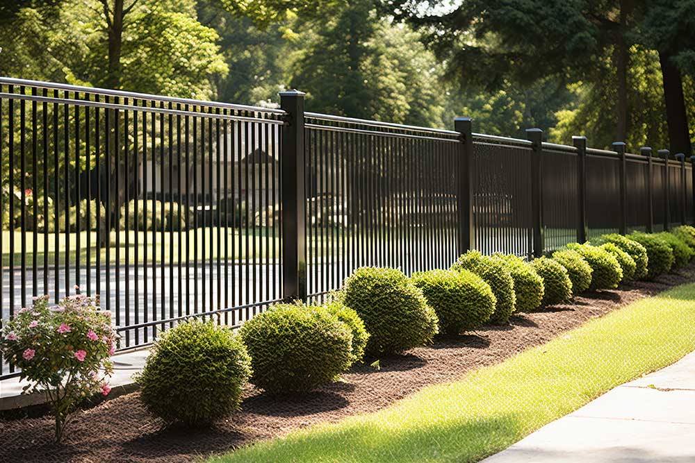 Black Aluminum park Fence Rails