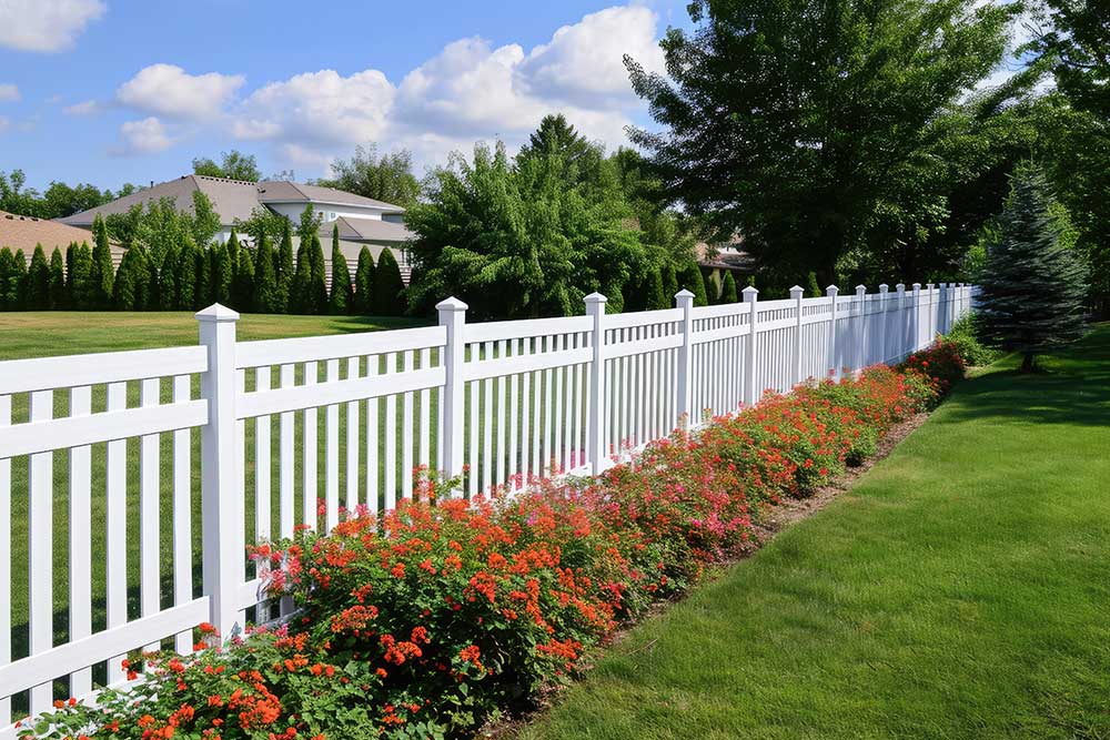 Plastic fence in housing area nature residence backyard