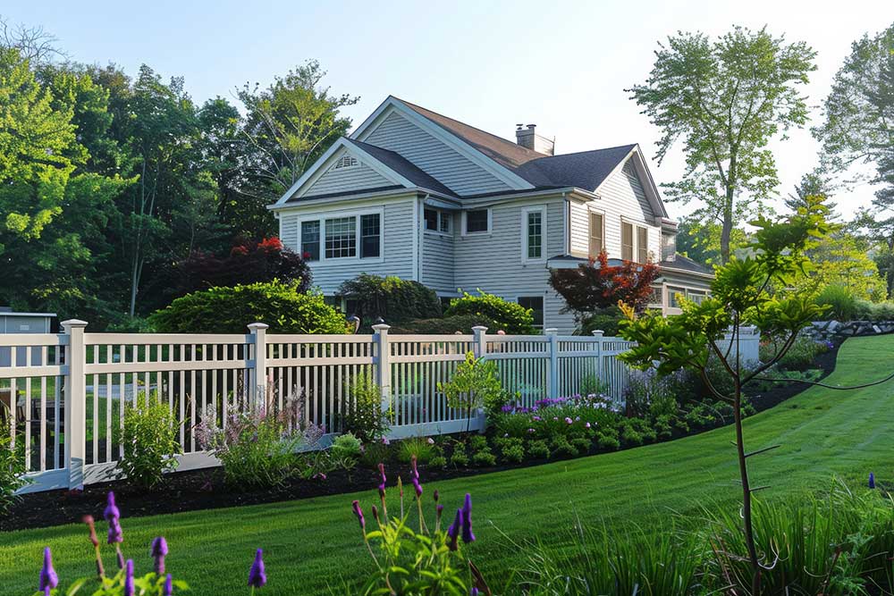 Vinyl fence installation that wraps around the exterior