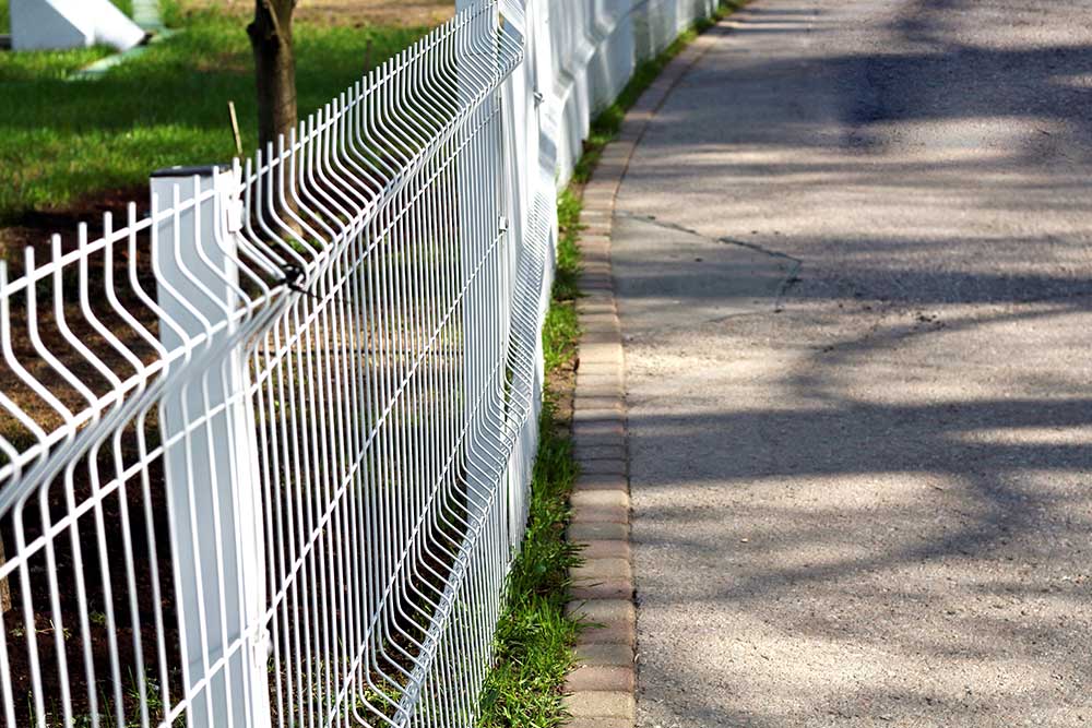 White mesh fence on the street